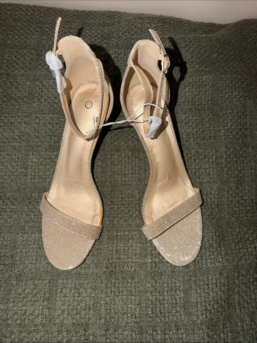 NWOB Glam Nude Glitter Ankle-Strap Stiletto Heels